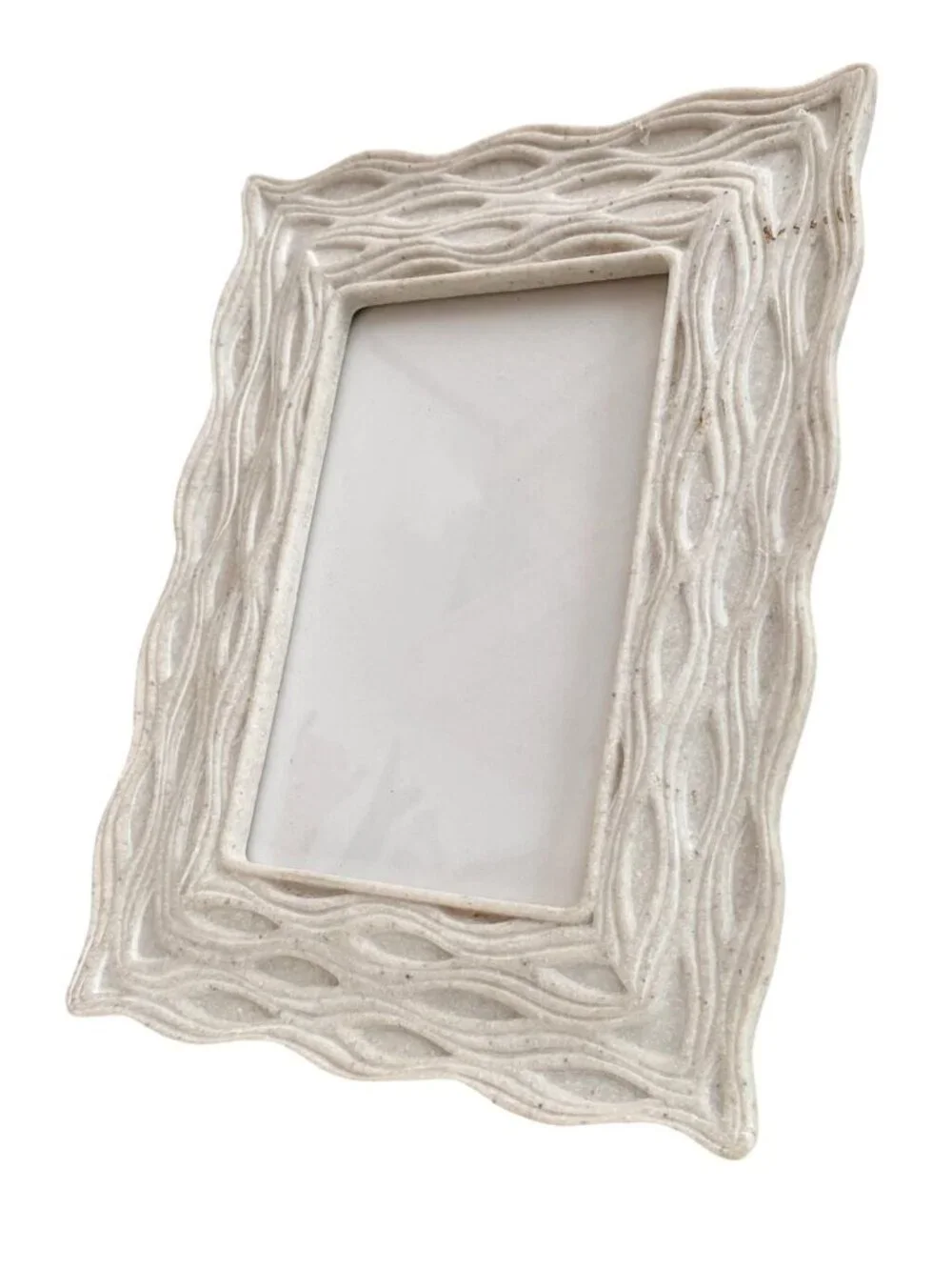 Carved Stone Picture Frame: Wavy Textured Decor